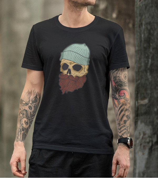 Beard Skull With Beanie T-Shirt