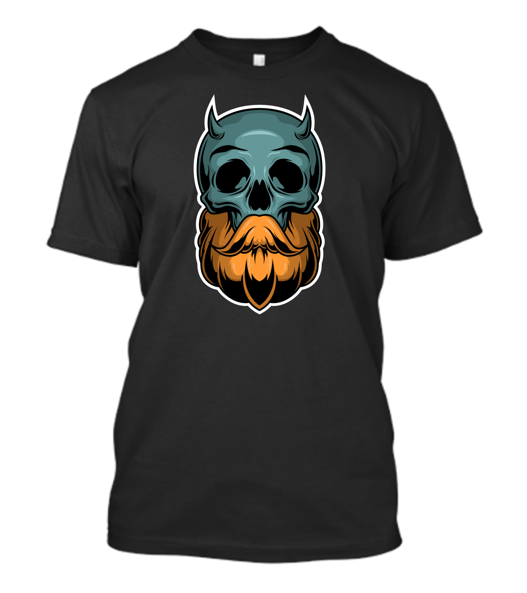 Bearded Demon Skull Iconic Horned Image T-Shirt