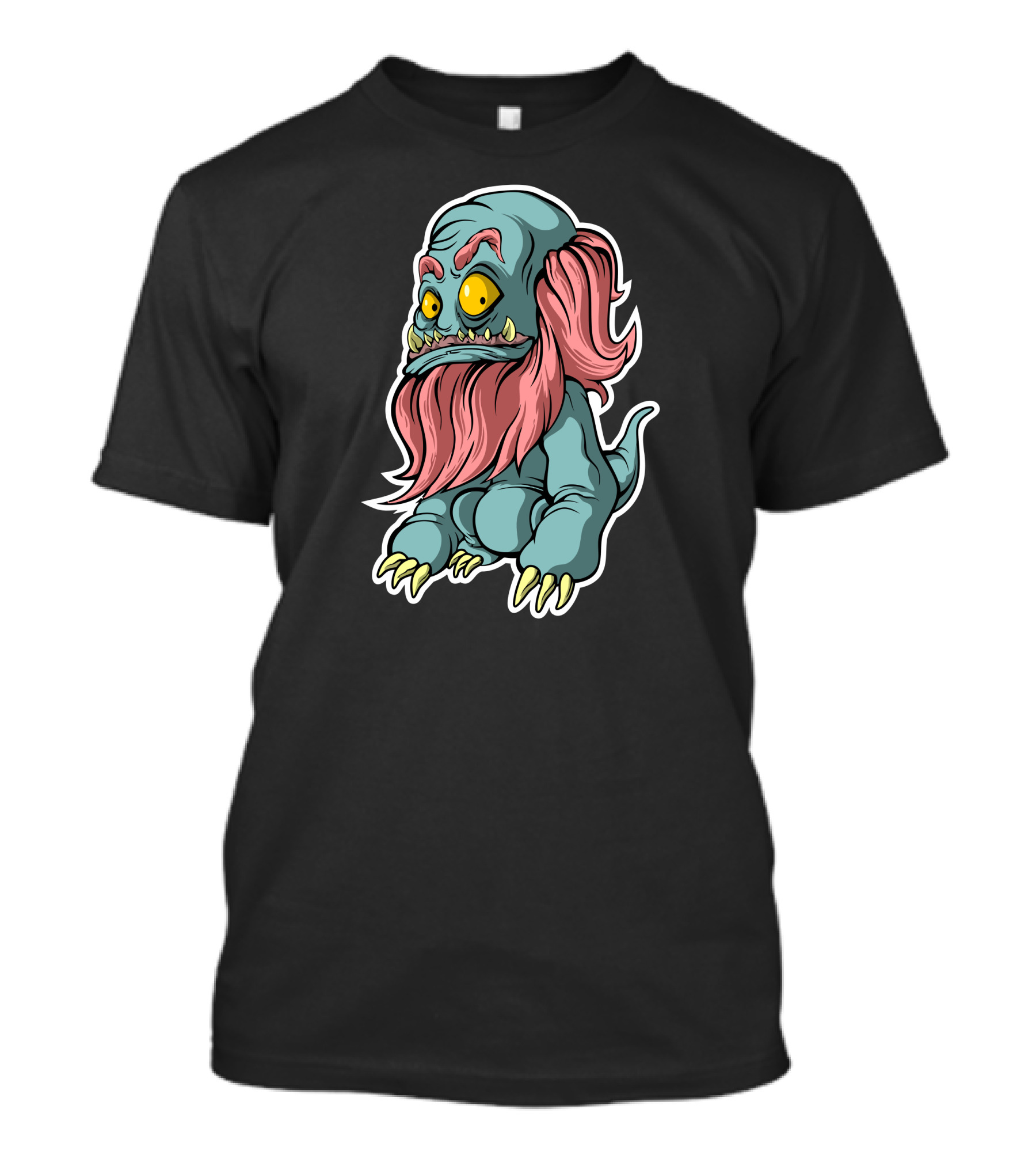 Bearded Monster With Pink Hair And Yellow Claws T-Shirt