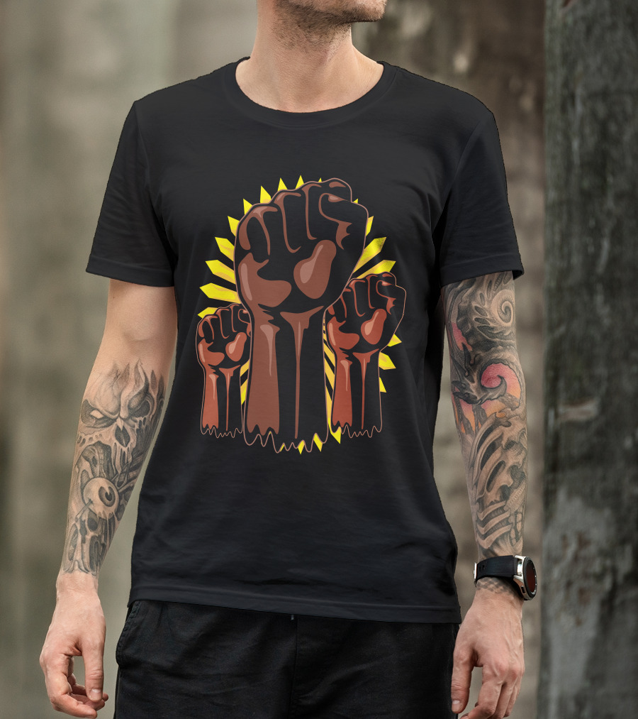 Black Power Raised Fists Symbols T-Shirt