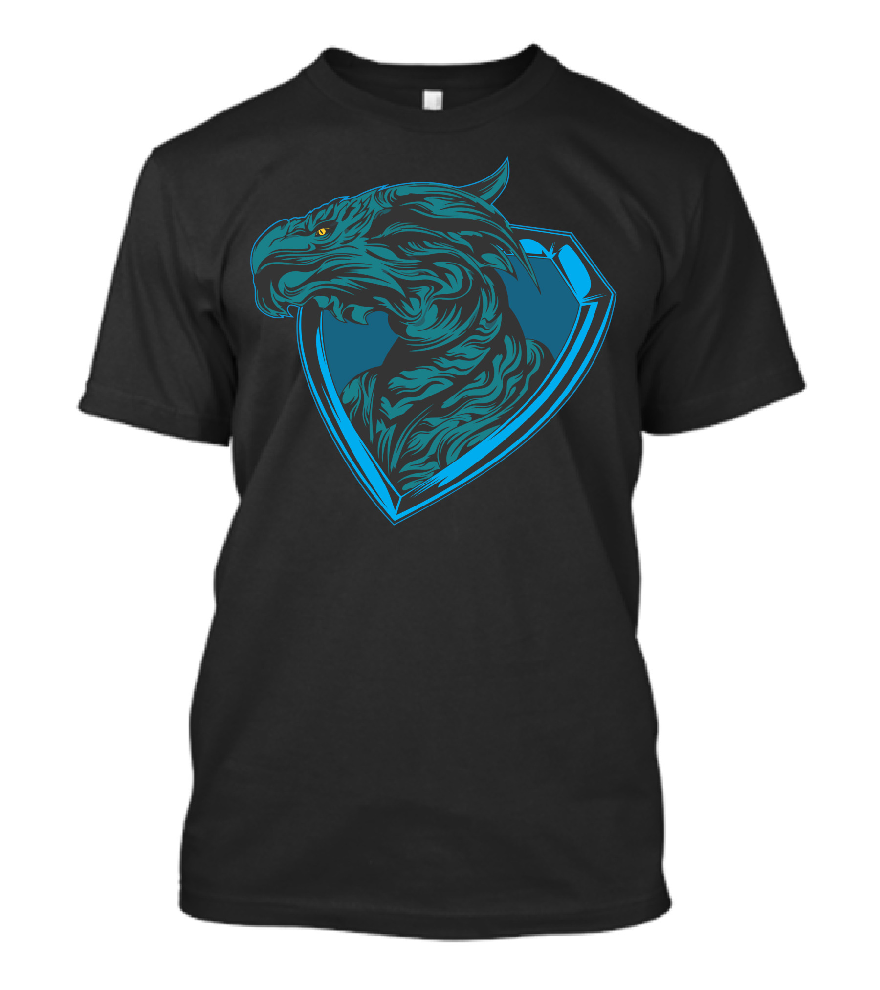 Blue Dragon Within Shield Crest T-Shirt