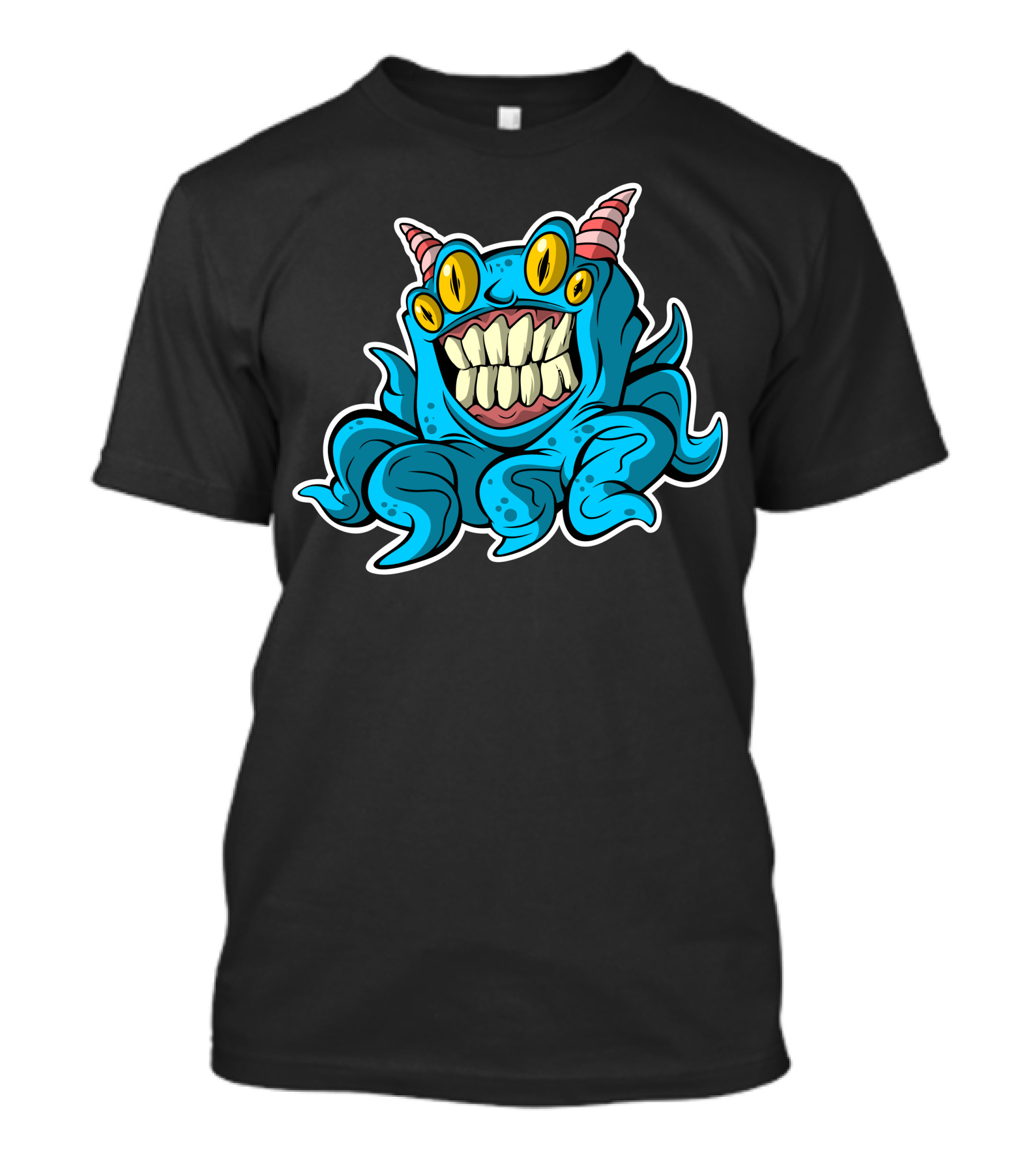 Blue Octopus Monster Creature With Tentacles And Horns T-Shirt