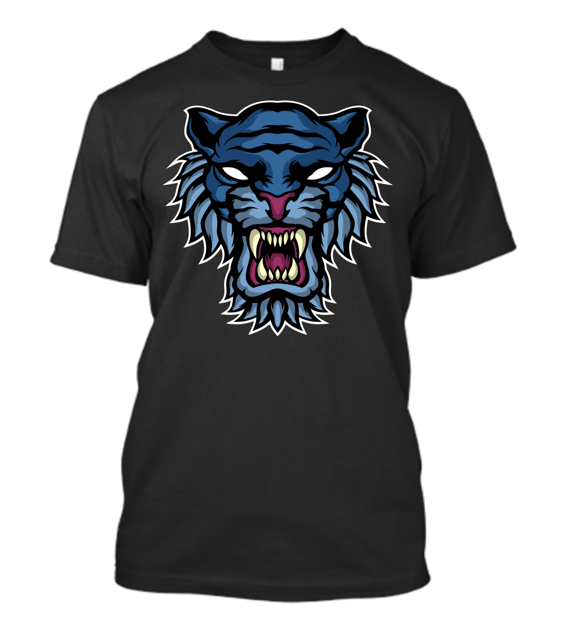 Blue Tiger Fierce Roaring Beast T-Shirt