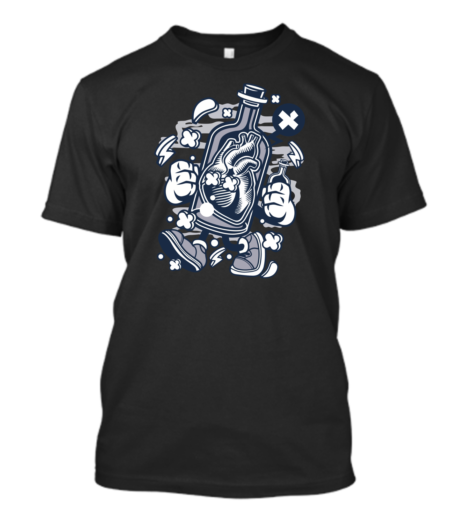 Bottle Of Heart Boxing Gloves Lightning Bold Sneakers Icons T-Shirt