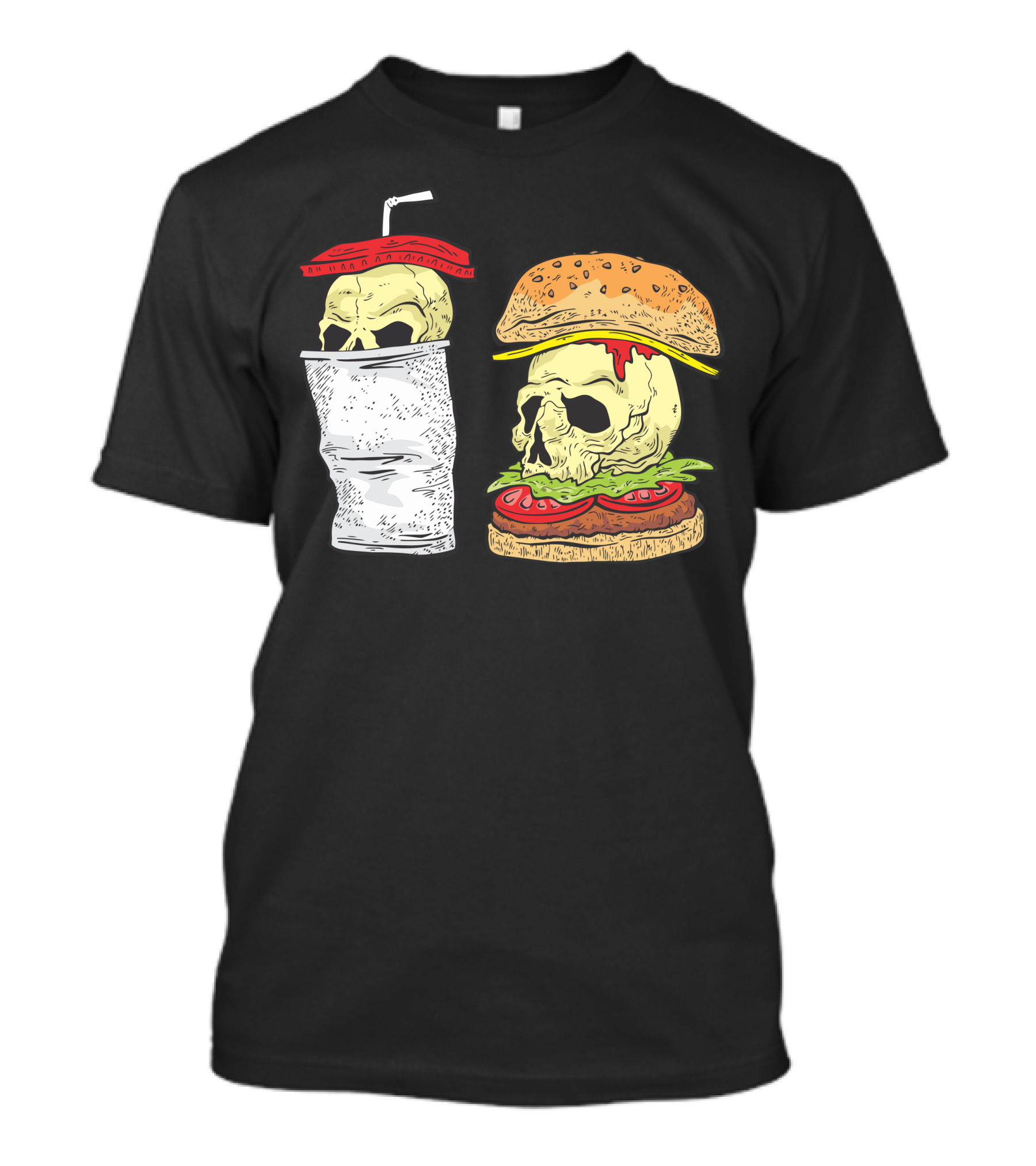 Skull Burger And Soda Breakfast T-Shirt
