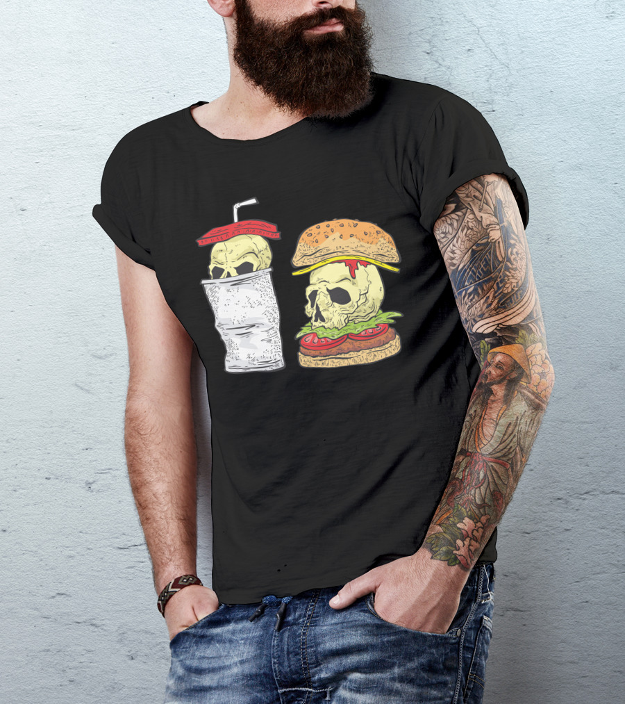 Skull Burger And Soda Breakfast T-Shirt