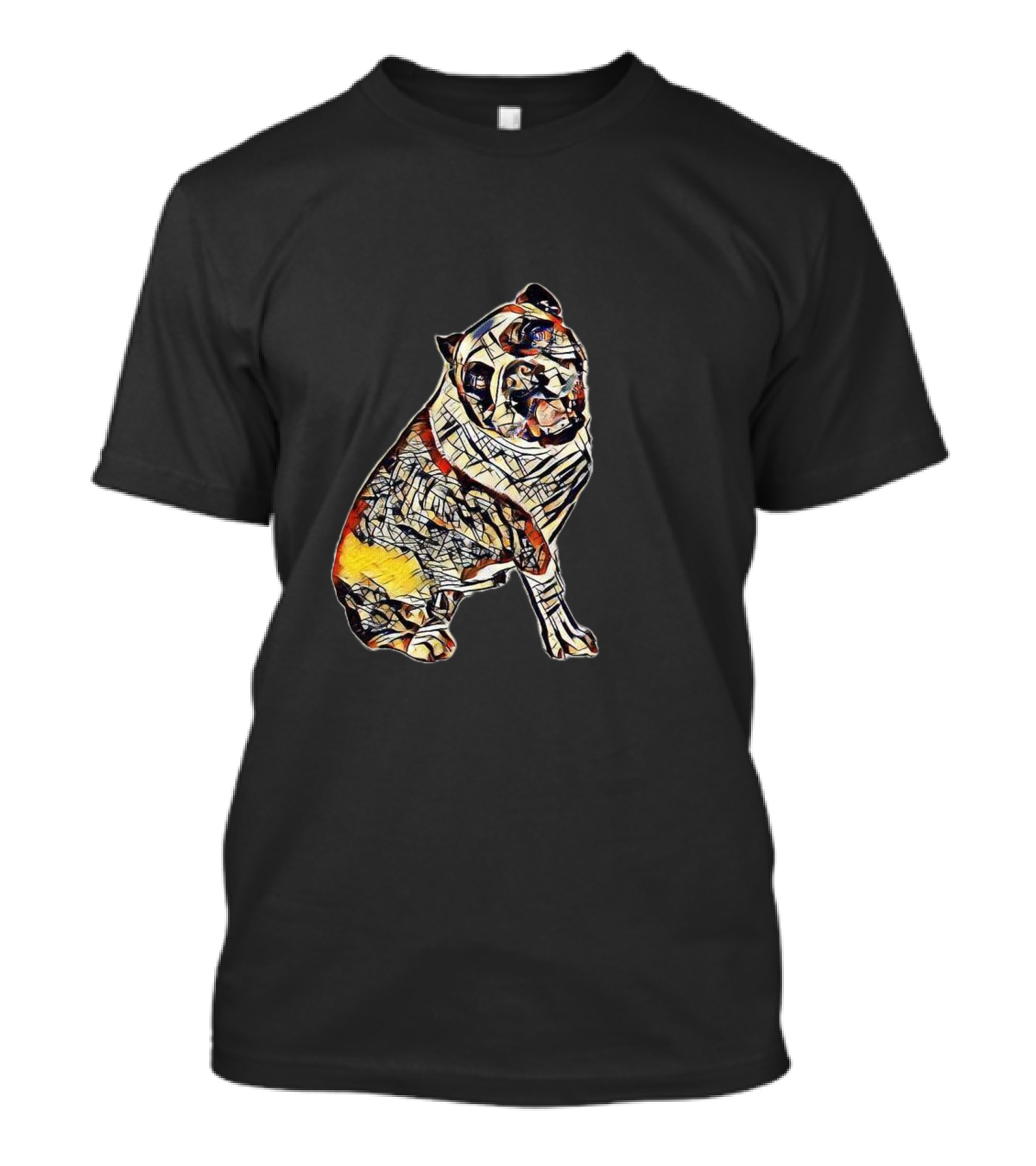 Bulldog Sitting And Shaking Abstract Geometric T-Shirt