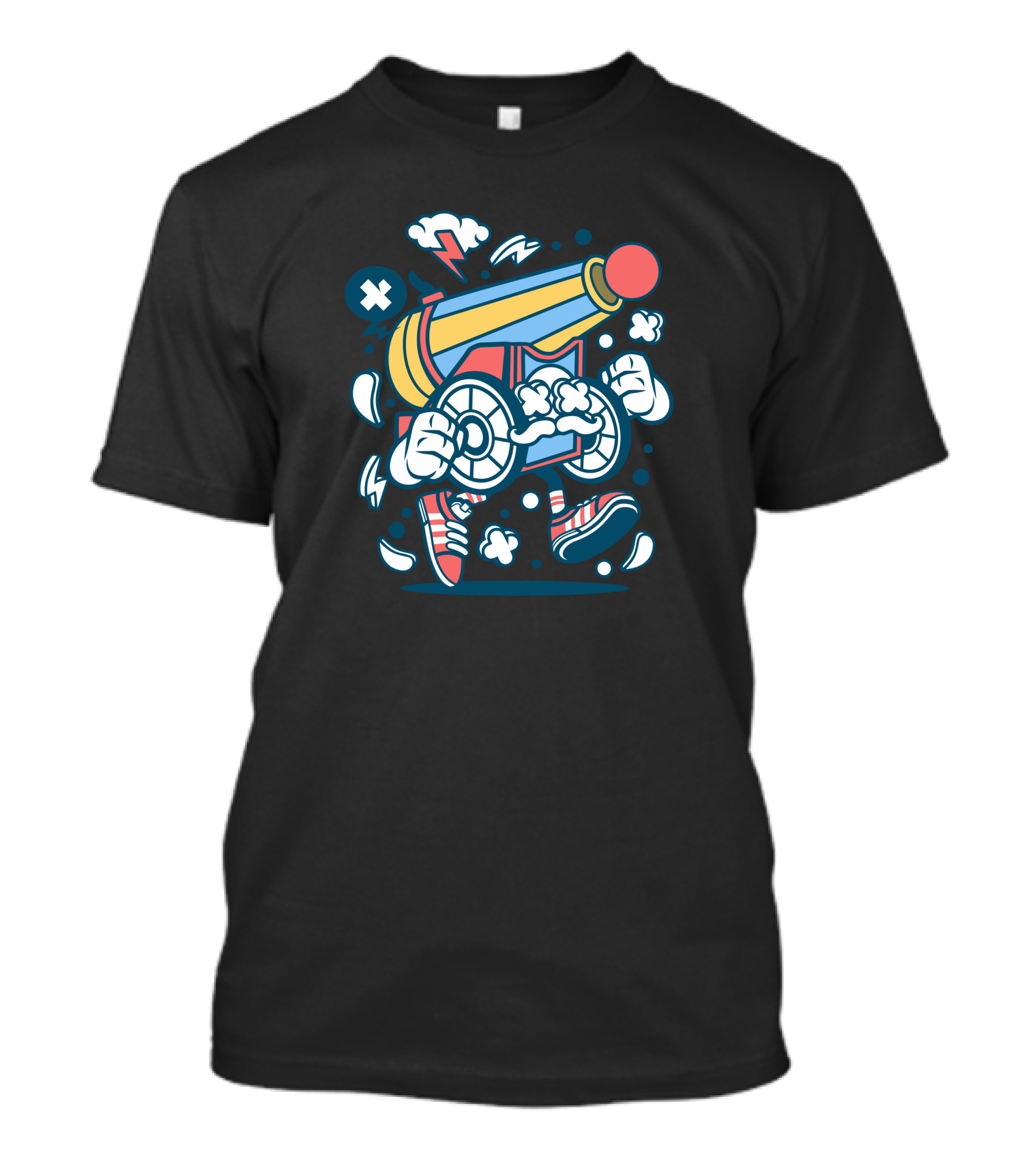 Cannon Ball Cartoon Running Cannon With Boxer Gloves Explosive Energy T-Shirt