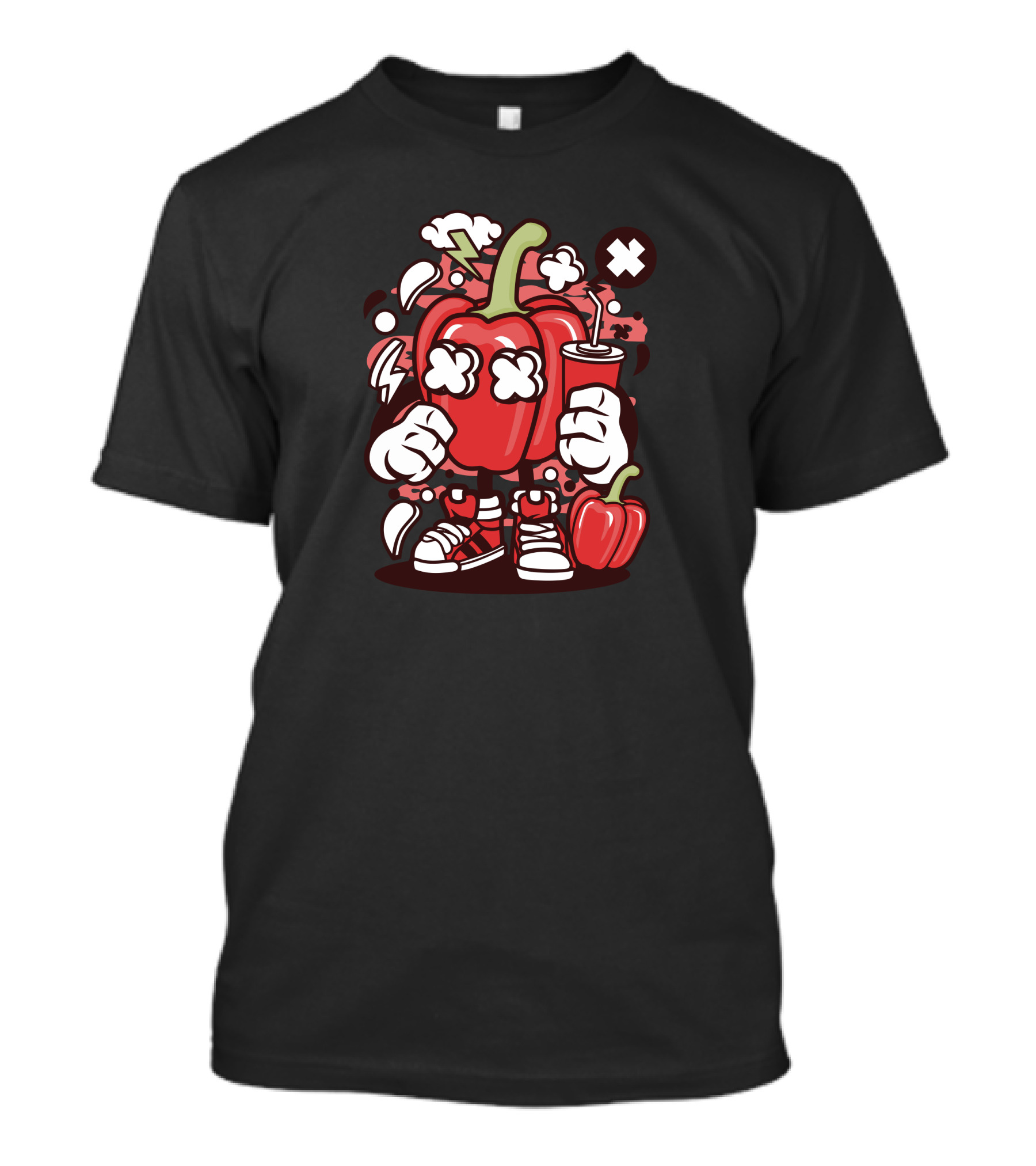 Capsicum Cartoon With Sneakers And Drink T-Shirt