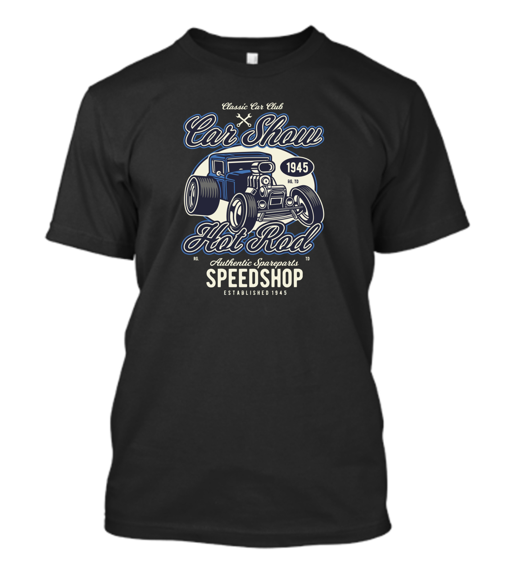 Classic Car Club Car Show Hot Rod Authentic Spareparts Speedshop Established 1945 T-Shirt