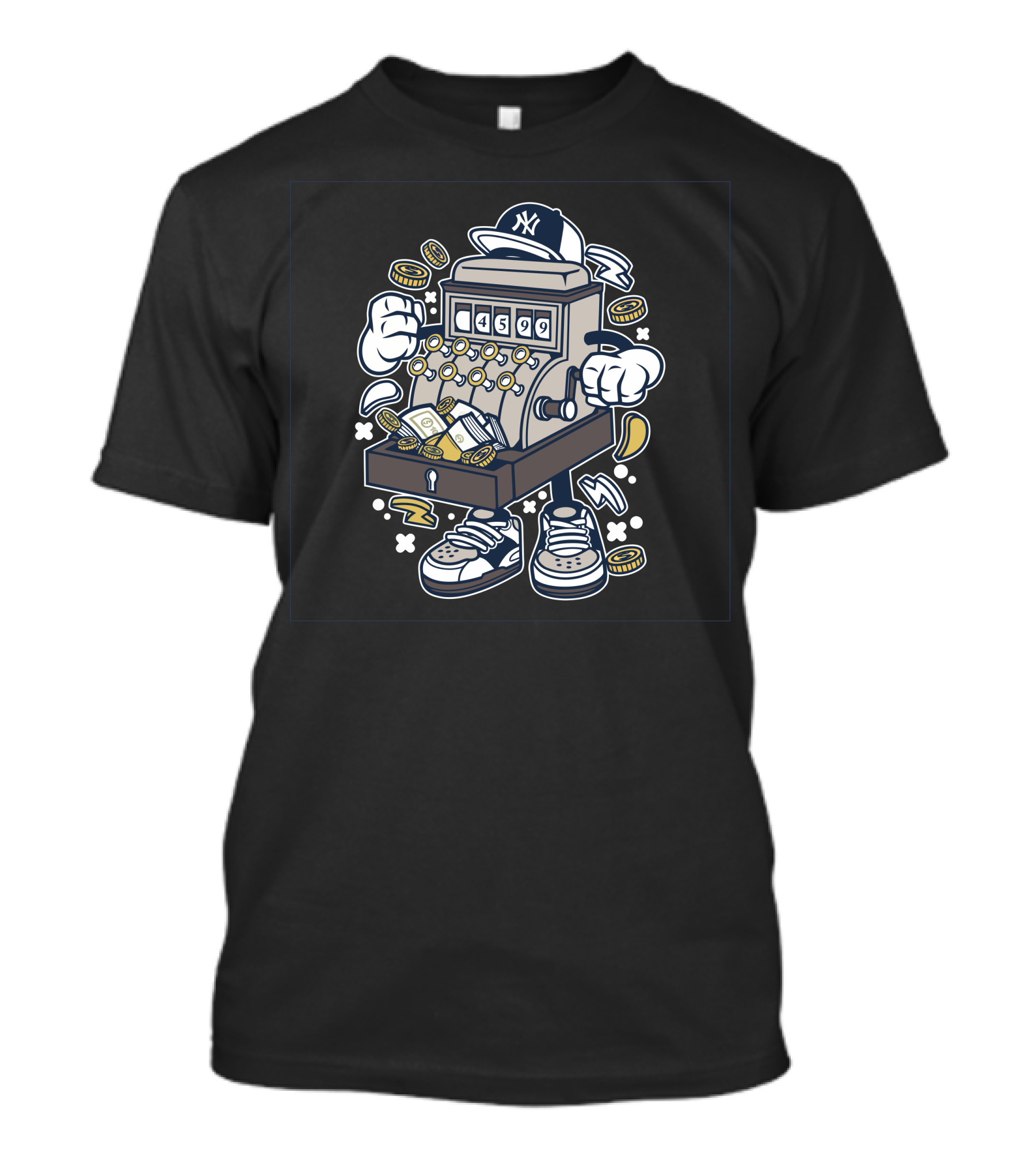 Cash Machine Cartoon With Baseball Cap And Sneakers T-Shirt
