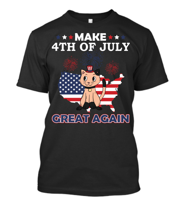 Make 4th Of July Great Again Cat American Flag T-Shirt