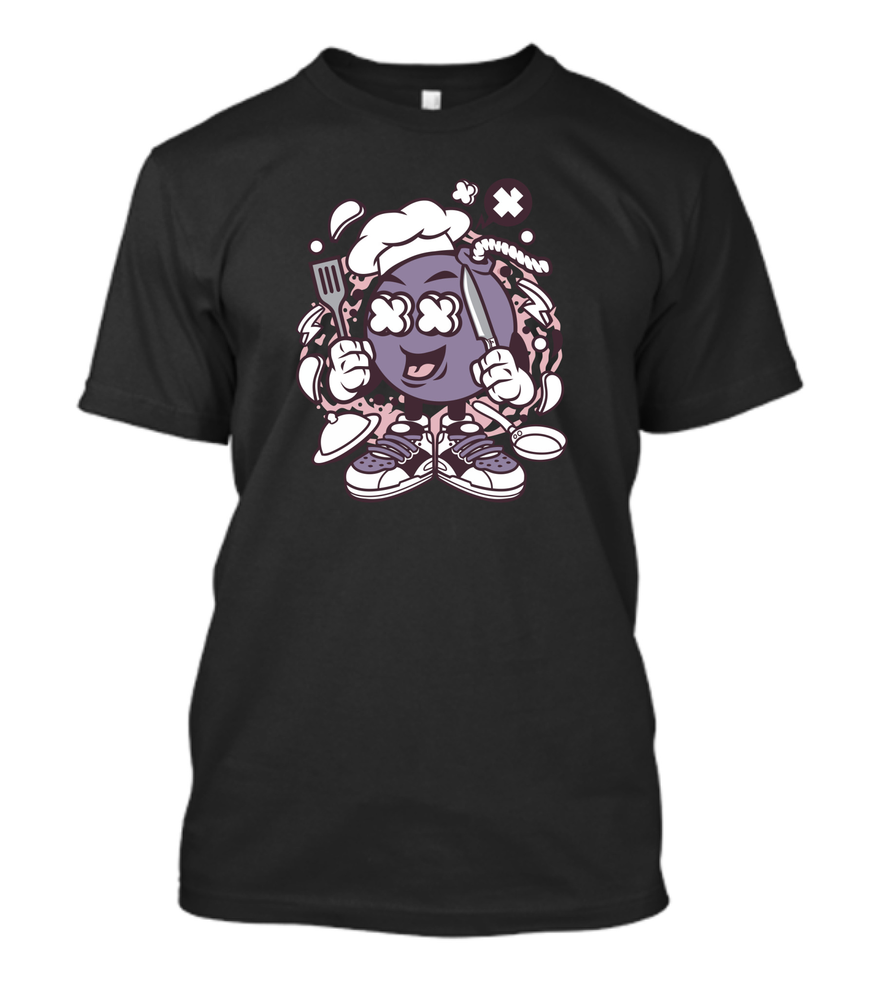 Chef Bomb Cartoon Explosion With Cooking Utensils And Shoes T-Shirt