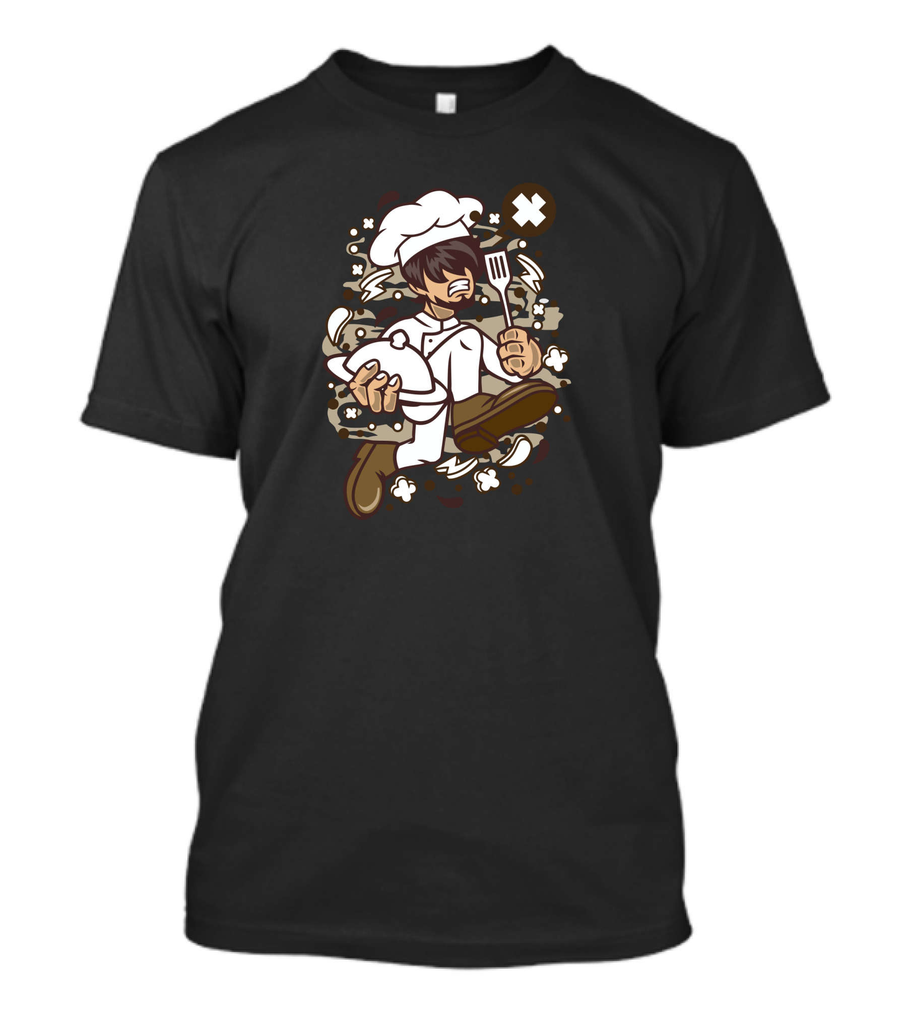 Chef Running With Utensils And Serving Dish In Action T-Shirt