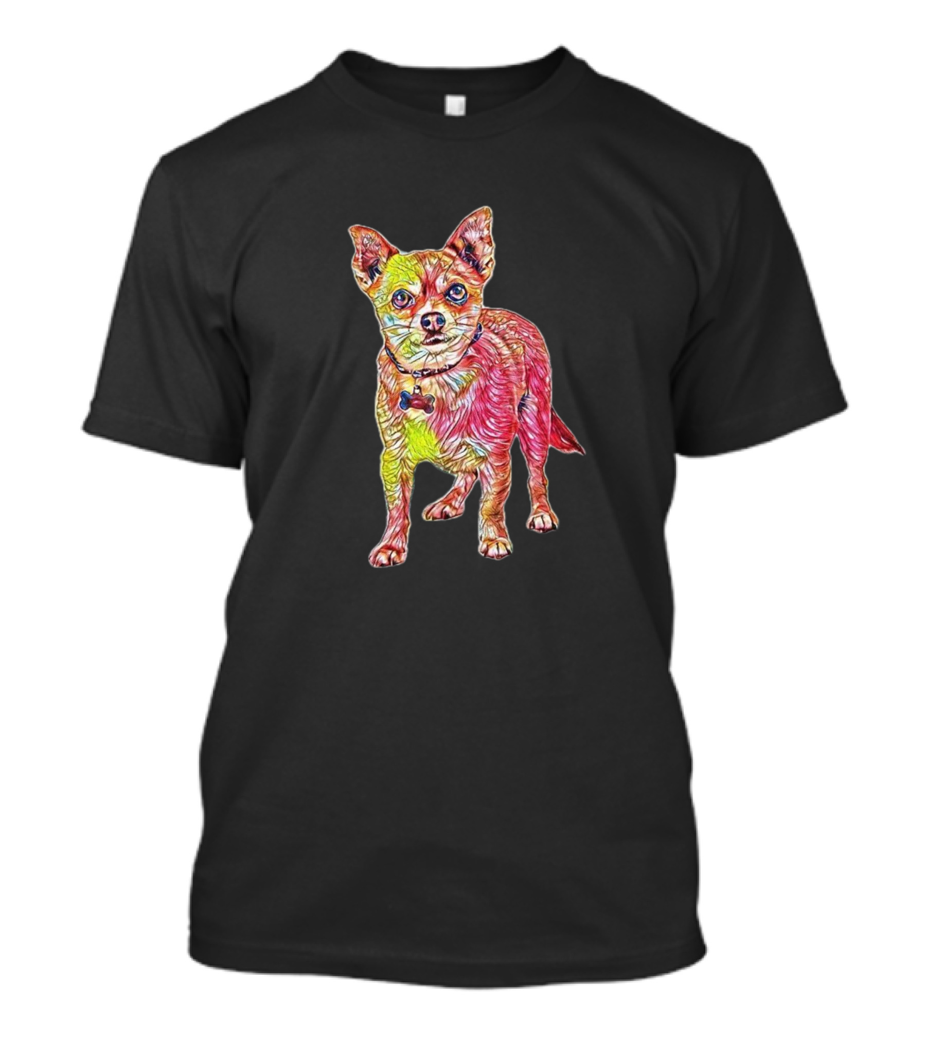 Chihuahua Dog Standing Psychedelic Artful T-Shirt