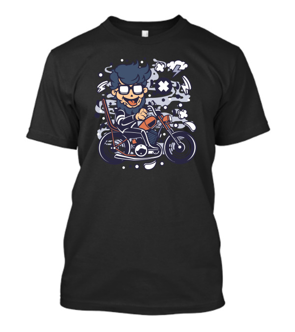 Chopper Hipster Cartoon Ride With Fun Beard And Glasses T-Shirt