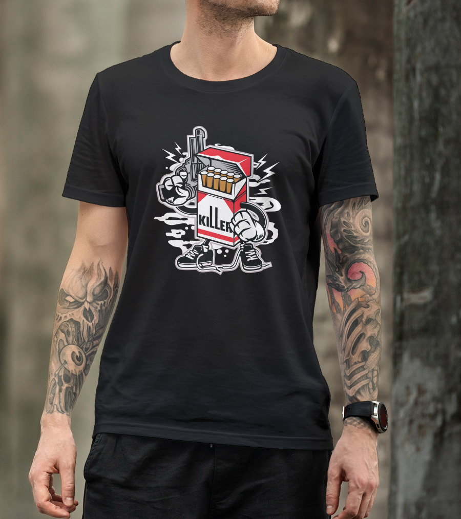 Killer Cigarette Pack With Gun And Sneakers T-Shirt
