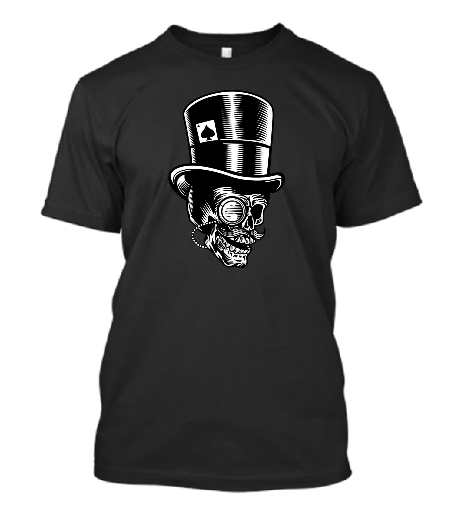 Classic Gentleman Skull With Top Hat And Monocle T-Shirt