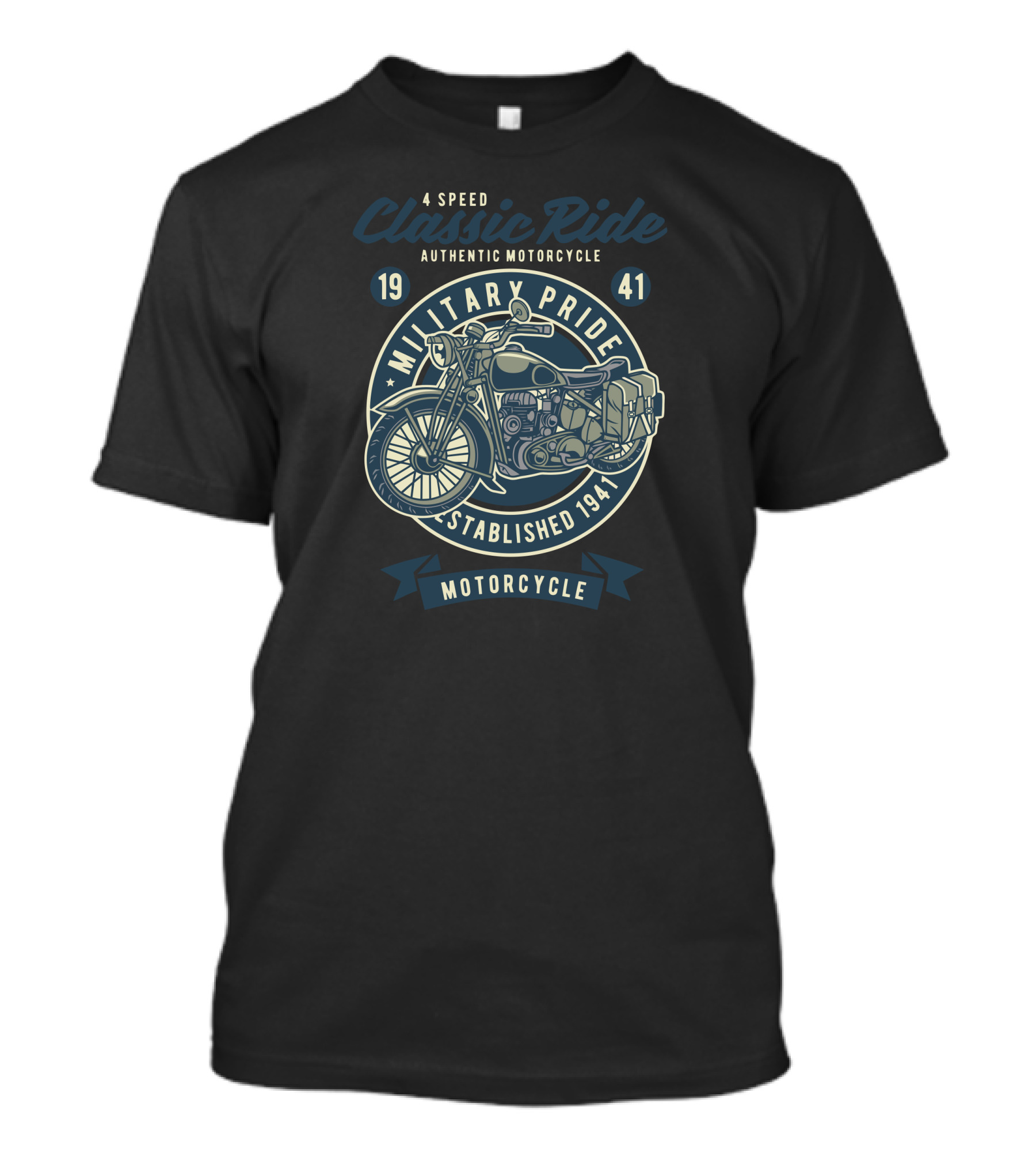 Classic Ride 4 Speed Military Pride Authentic Motorcycle Established 1941 T-Shirt