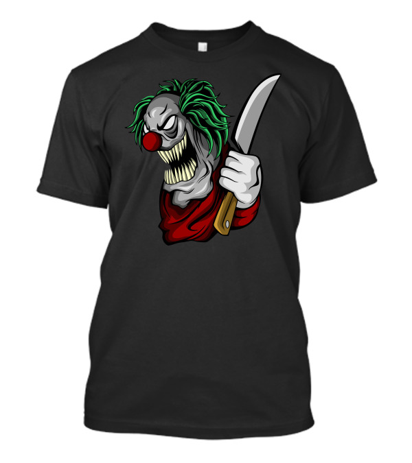 Clown Face With Knife And Green Hair T-Shirt