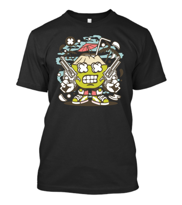 Coconut Killer Dual Pistols Sneaker Face Umbrella X Eyes T-Shirt
