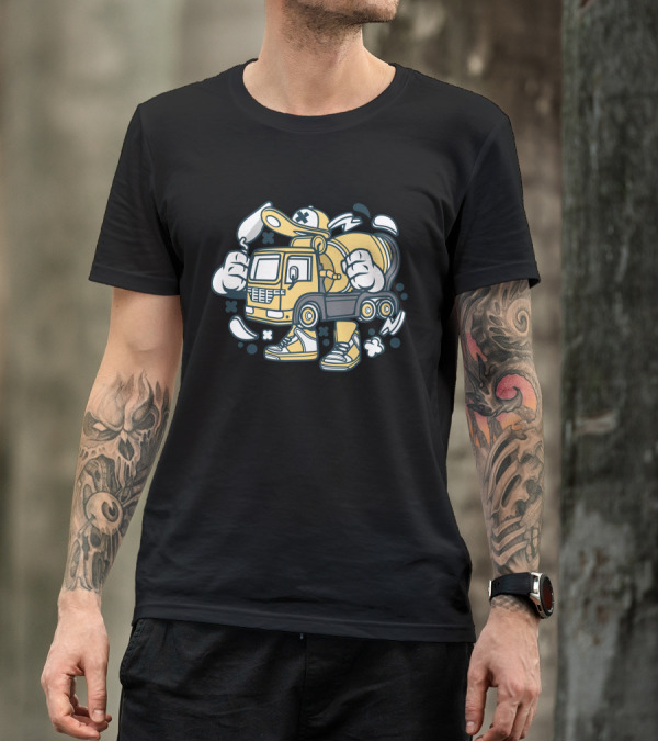 Construction Cement Mixer Truck Hero With Cap And Sneakers T-Shirt