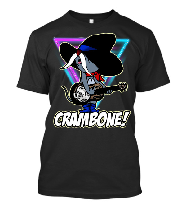 Crambone Uncle Pecos Funny Concert Animated Guitar Mouse Neon Triangle T-Shirt
