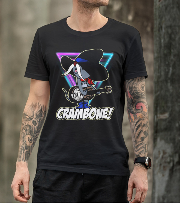 Crambone Uncle Pecos Funny Concert Animated Guitar Mouse Neon Triangle T-Shirt
