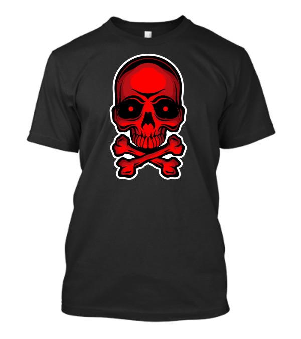 Dangerous Red Skull Crossbones Icon T-Shirt