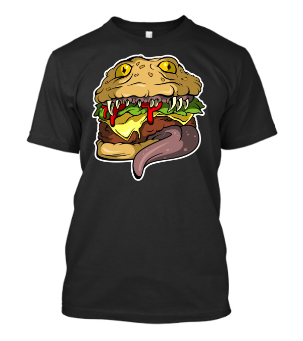 Deadly Burger Monster With Sharp Teeth And Glowing Eyes T-Shirt