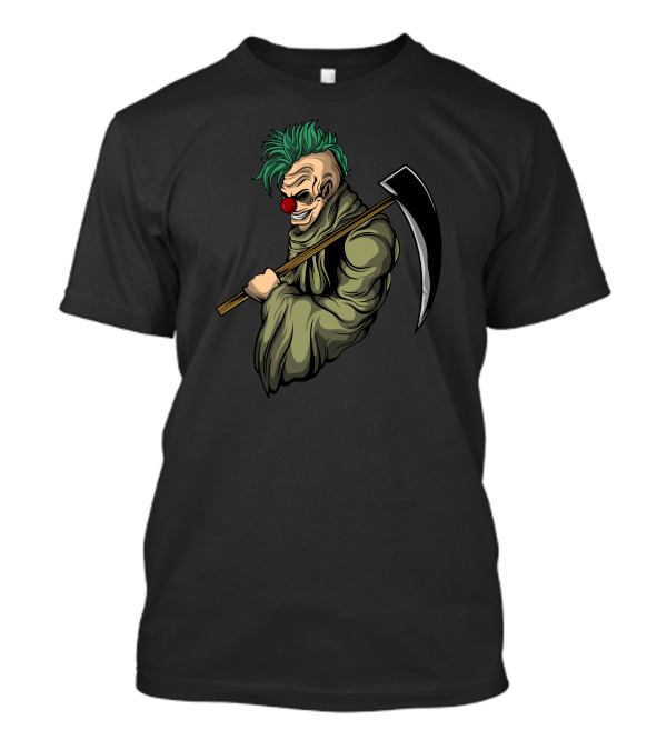 Deadly Clown With Red Nose And Scythe T-Shirt