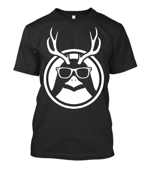 Deerpenguin Antlered Penguin With Sunglasses In Circle Emblem T-Shirt