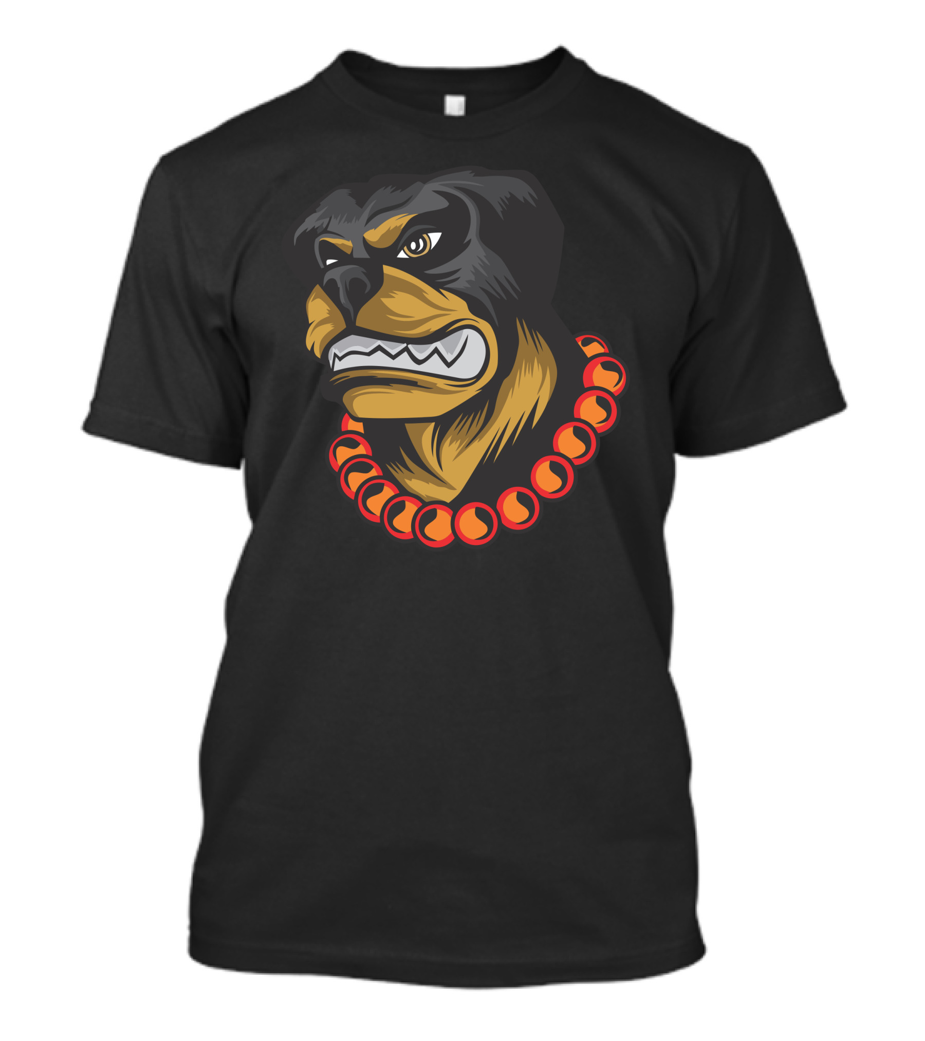 Fierce Dog With Red Beaded Collar T-Shirt