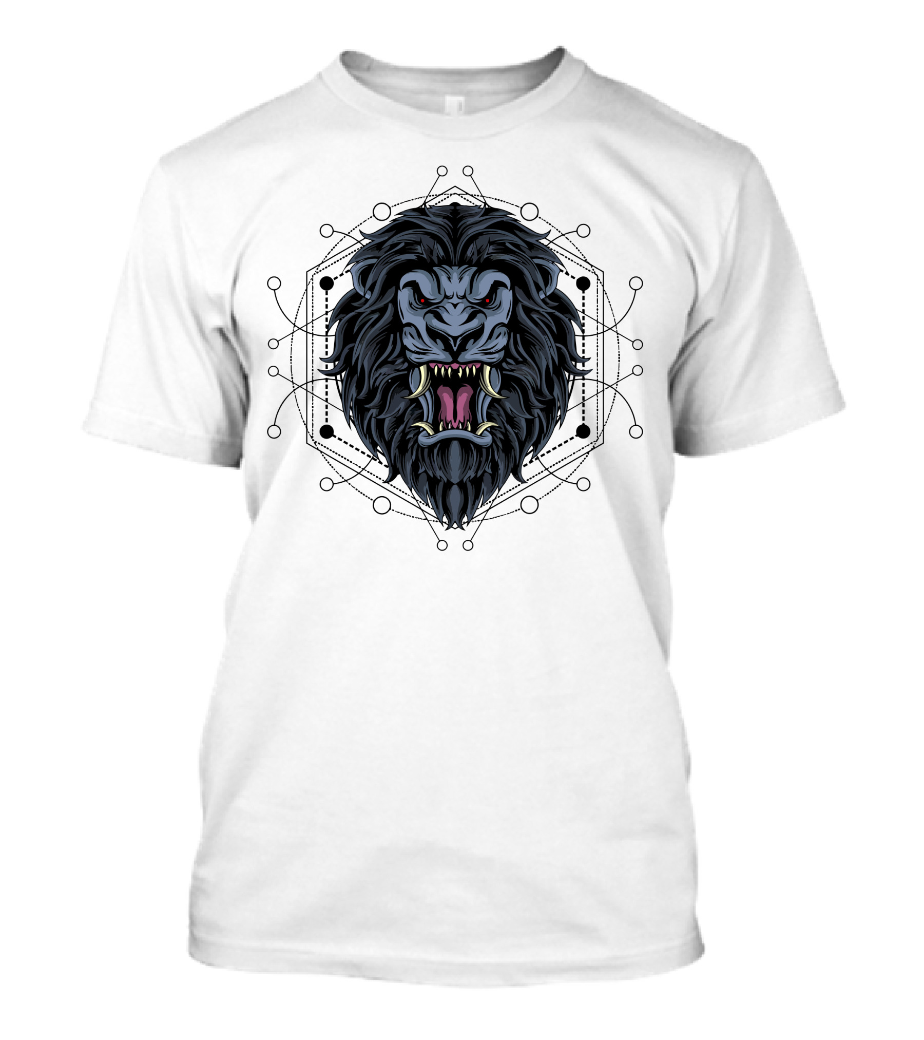 Epic Dark Lion Geometric Symbol Fierce Head T-Shirt