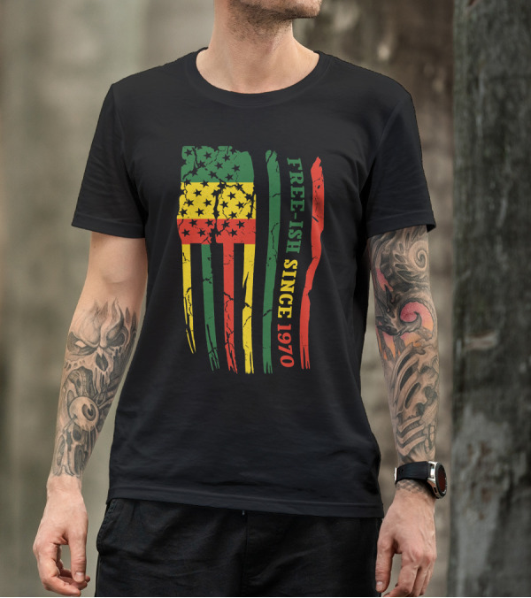 Free-Ish Since 1970 Reggae Flag Colors T-Shirt
