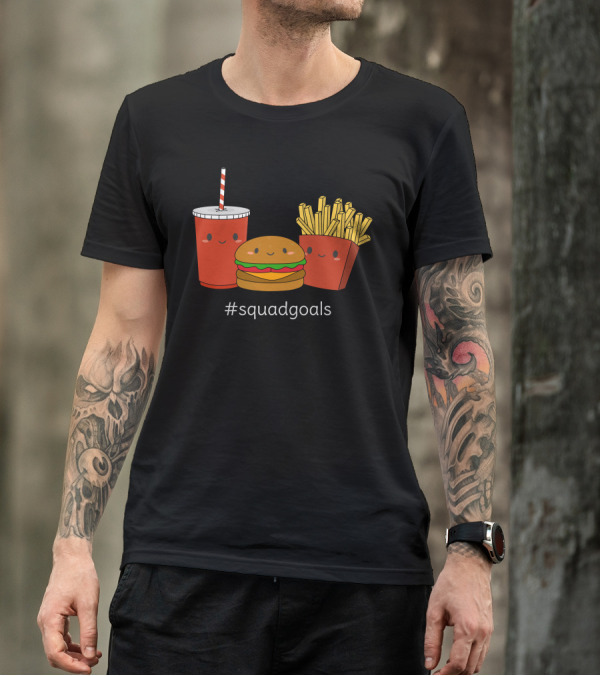 Funny Fast Food Squad Goals Burger Fries Drink Cute Faces T-Shirt
