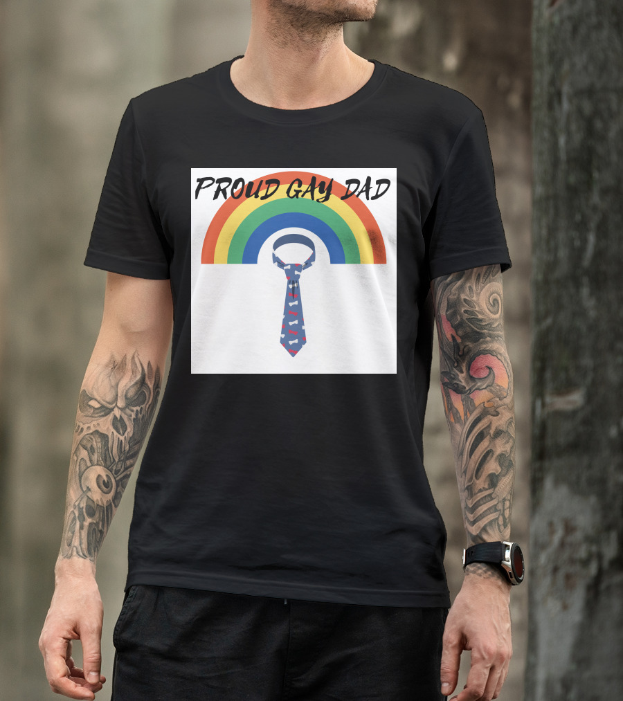 PROUD GAY DAD Rainbow Neck Tie T-Shirt