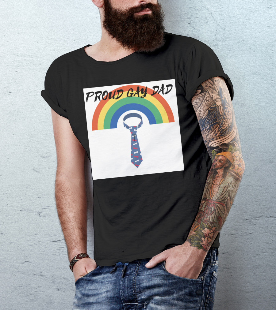 PROUD GAY DAD Rainbow Neck Tie T-Shirt