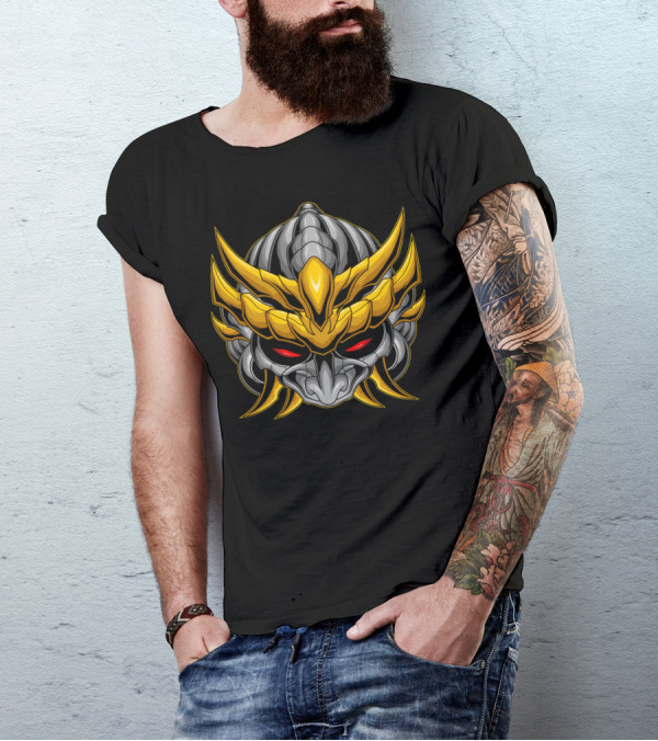 Samurai Mask With Gold Ornamentation And Red Eyes T-Shirt