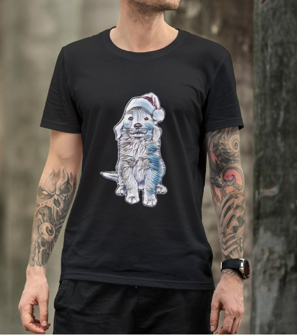 Golden Retriever Puppy Dog Santa Hat T-Shirt