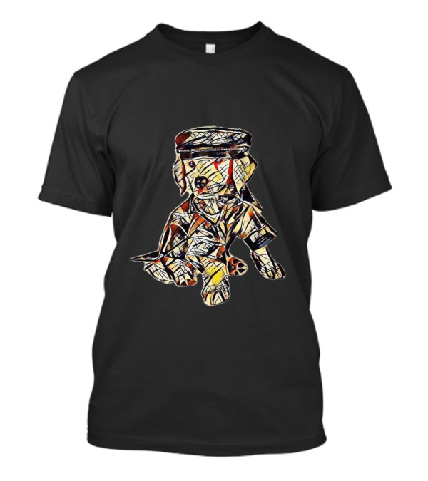 Golden Retriever Puppy With Colorful Geometric T-Shirt