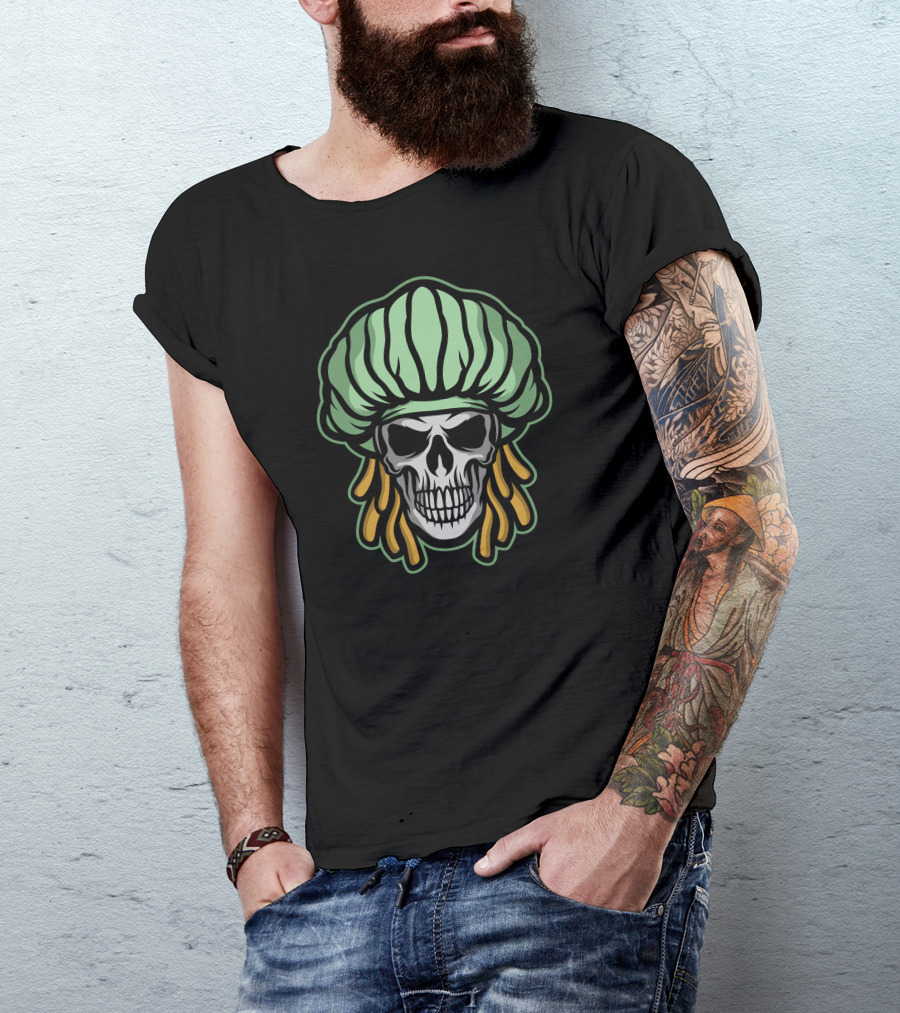 Happy Skull With Dreadlocks Rasta T-Shirt