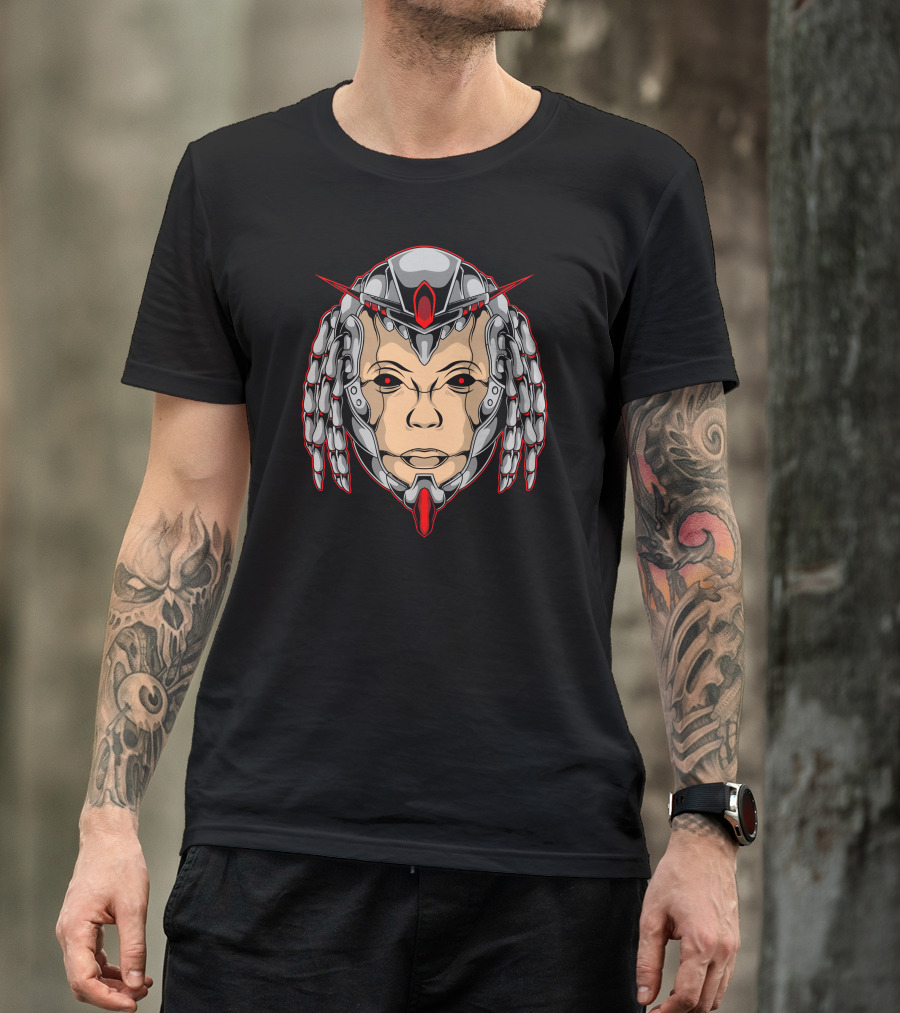 Human Cybernetic Visage With Robotic Dreadlocks T-Shirt