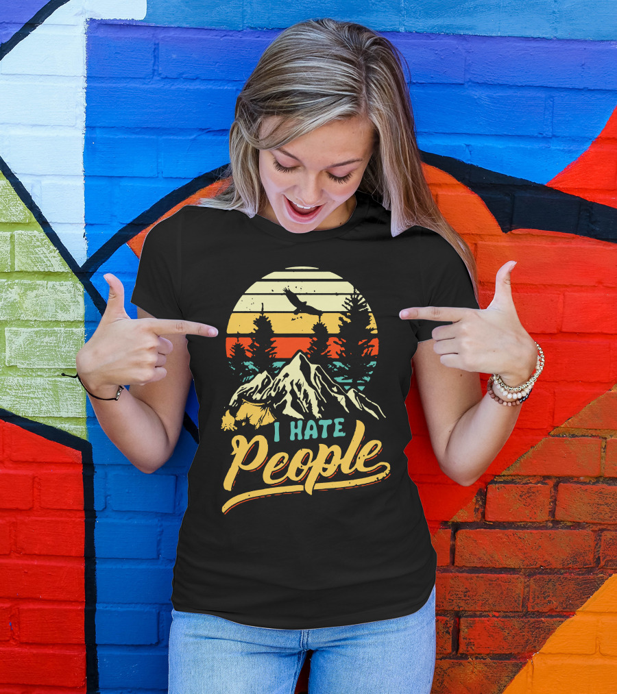 I Hate People Camper Lovers Mountain Sunset Adventure T-Shirt