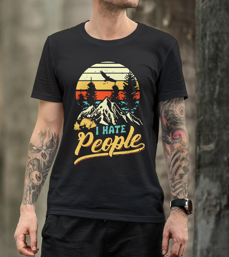 I Hate People Camper Lovers Mountain Sunset Adventure T-Shirt