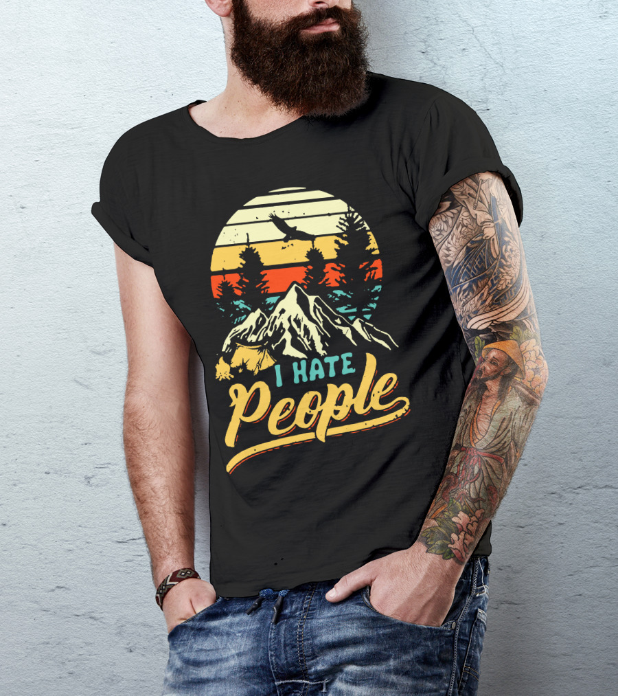 I Hate People Camper Lovers Mountain Sunset Adventure T-Shirt