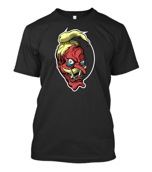 Japan Red Demon Oni Mask Face T-Shirt