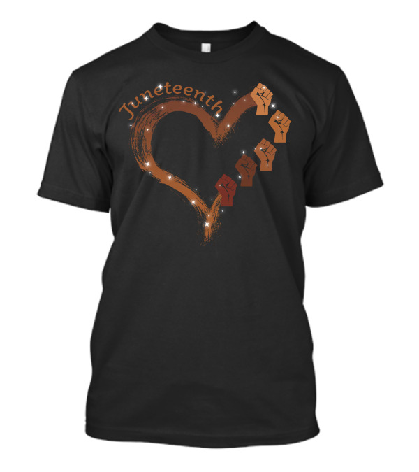 Juneteenth Heart With Raised Fists And Sparkles T-Shirt