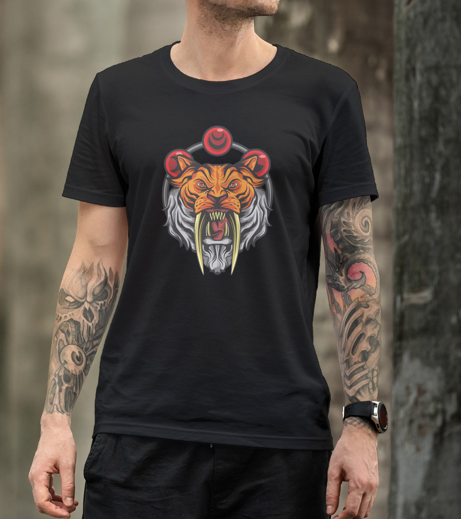 Killer Tiger Tribal Sabertooth Roaring Fierce Beast T-Shirt