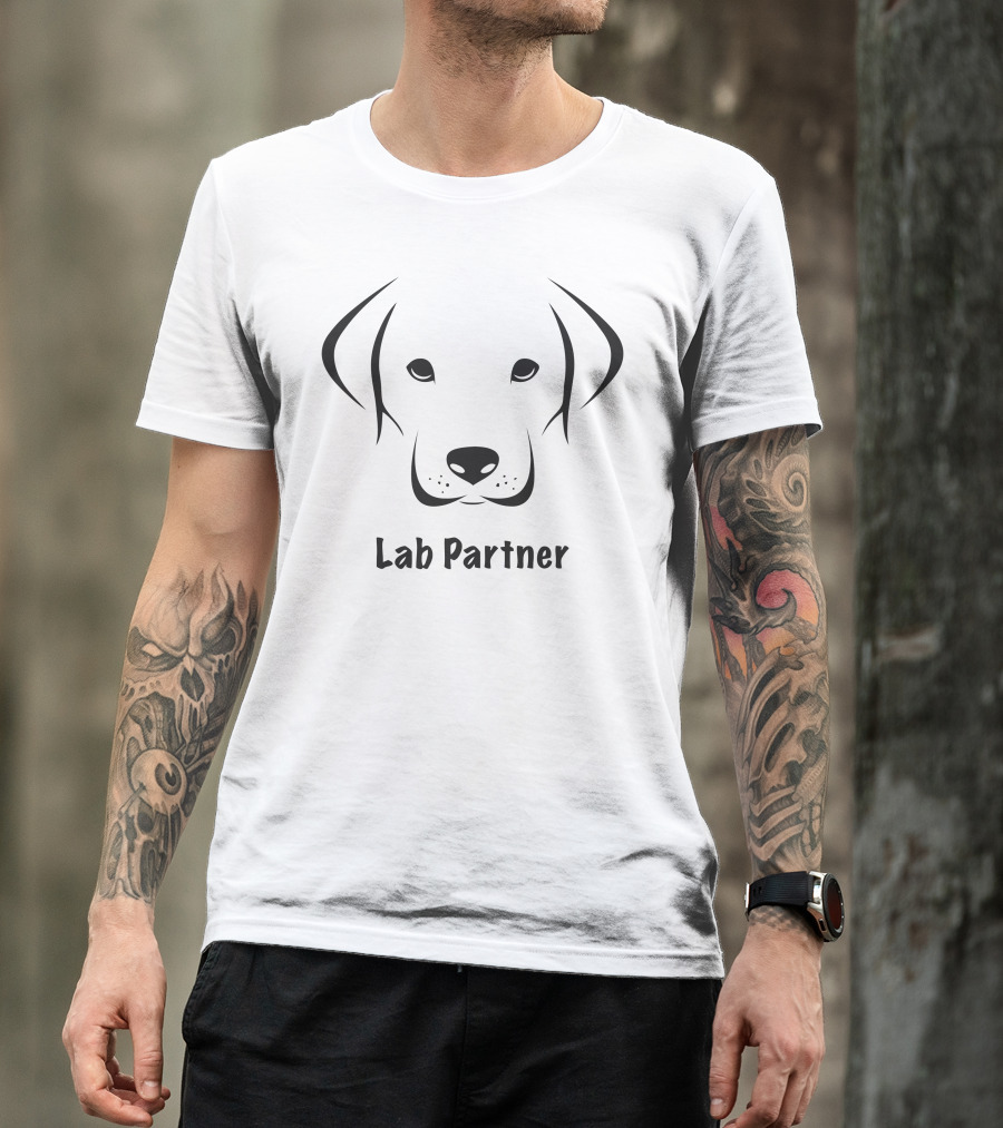 Lab Partner Funny Dog Face Outline T-Shirt